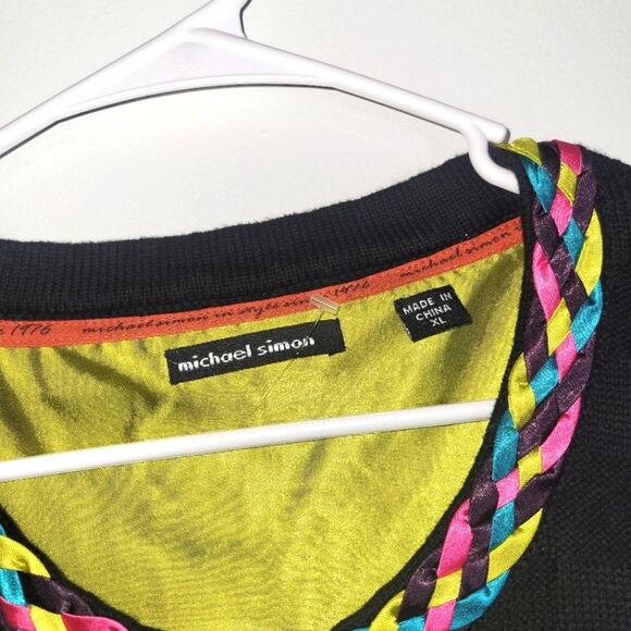 Michael Simon Colorful Cashmere Blend Cardigan Sweater XL - Picture 2 of 11